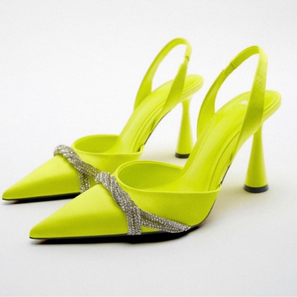 Zara embellished sling back shoes